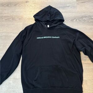 Ninkasi Brewing Black Hoodie with Teal Text